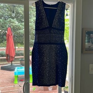 Royal Blue mini body-con dress with rhinestone details